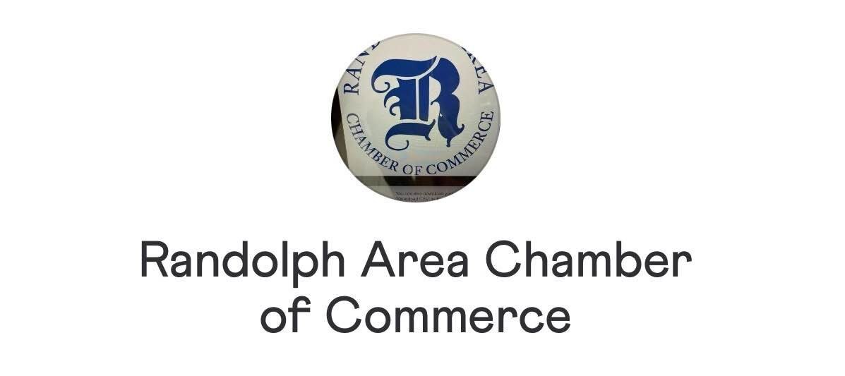 Letter R in a bold, old English style font representing the logo for the Randolph Area Chamber of Commerce