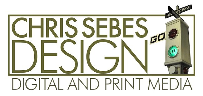 Chris Sebes Design logo with an old semaphore traffic light signalling GO with a green light.