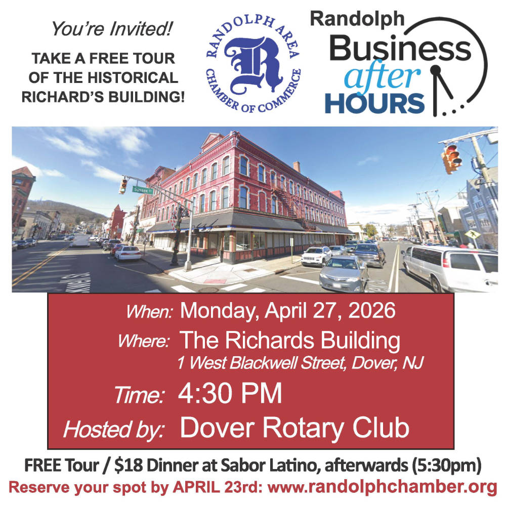 Networking and our of the Richard Building Monday, April 27, 2026 at 4:30pm. Register by April 23rd at RandolphChamber.org
